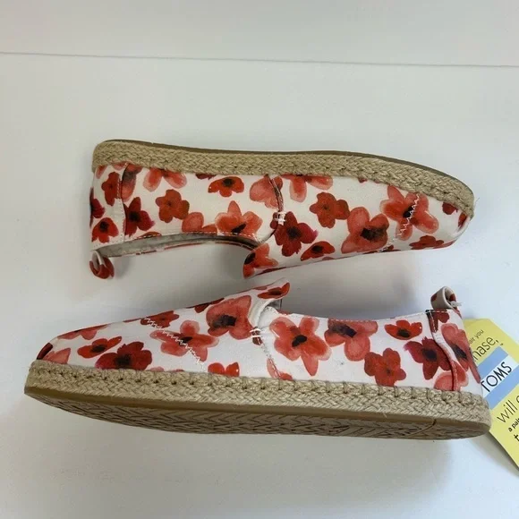 Toms NWT Deconstructed Alpargata Rope Poppy Watercolor Floral Loafer Flats / 7.5 - Picture 2 of 9